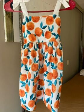 White Sundress with Orange Fruit Print